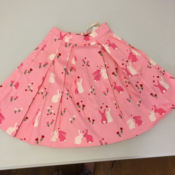 NWT Modcloth Collectif  Pink Mini Skirt Bunnies Skater Skirt (9) - Picture 12 of 13